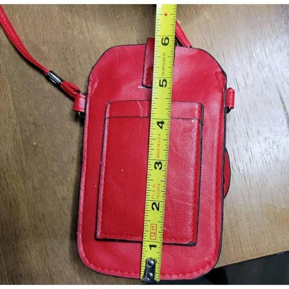 Red 3D Rose Floral Phone Crossbody Bag‎ Tech Pouch with Card Slot